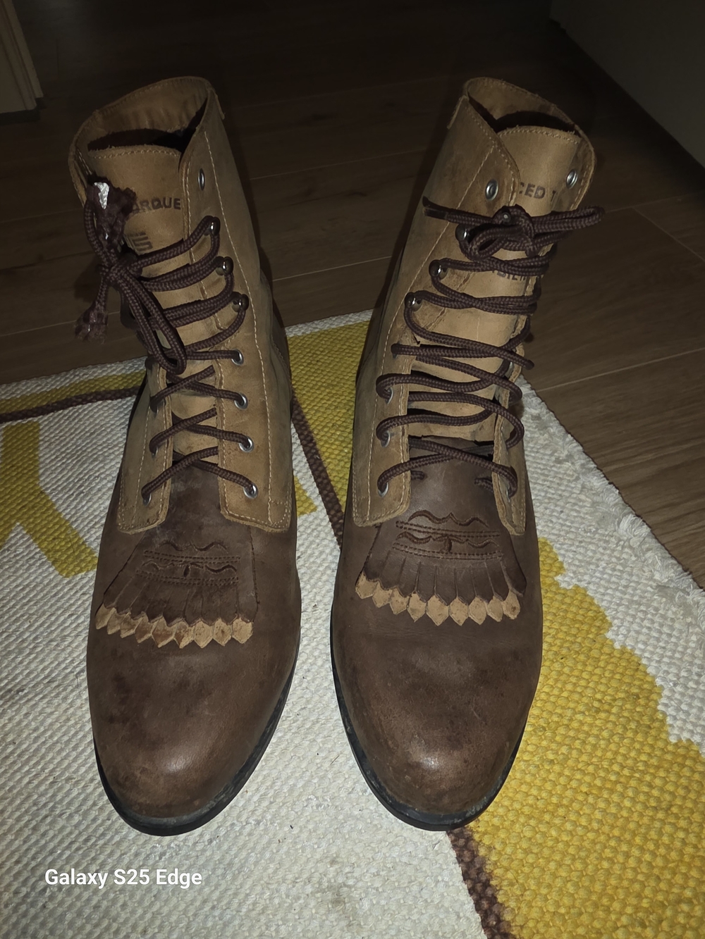 Ariat Brown Two-Tone Lace-Up Kiltie Boots Womans